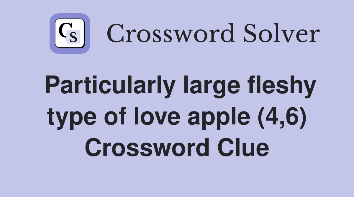 Particularly large fleshy type of love apple (4,6) Crossword Clue